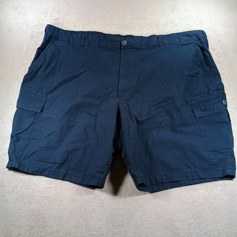 IZOD Mens Saltwater Stretch Cargo Shorts Navy Blue 50 Utility Pockets